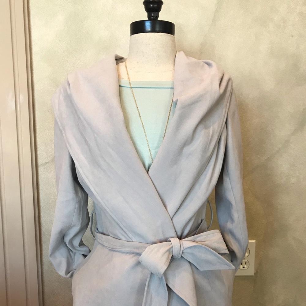 Faux Suede Trench Coat